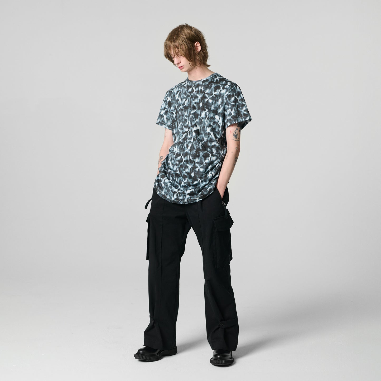 MULTI BLACK/WHITE PRINTED T-SHIRT IN ORGANIC COTTON INTERLOCK JERSEY
