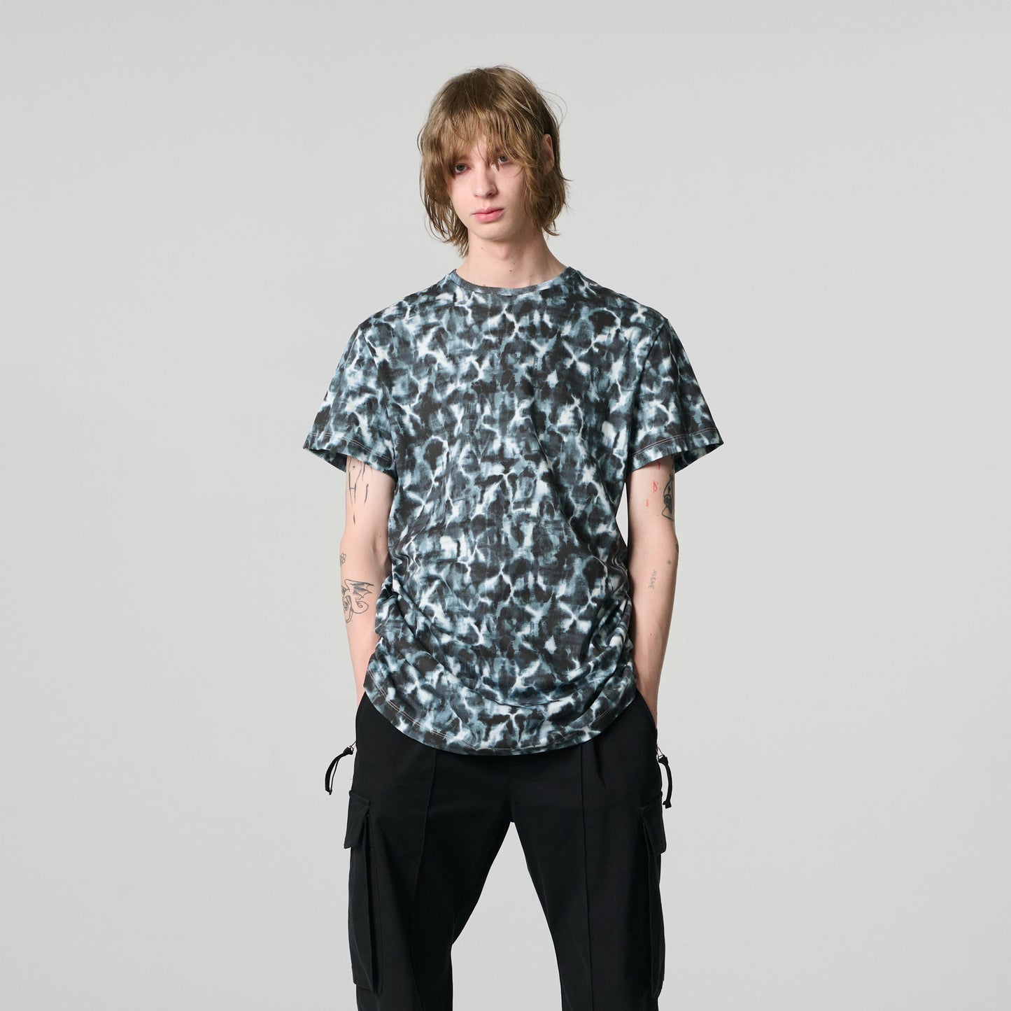 MULTI BLACK/WHITE PRINTED T-SHIRT IN ORGANIC COTTON INTERLOCK JERSEY