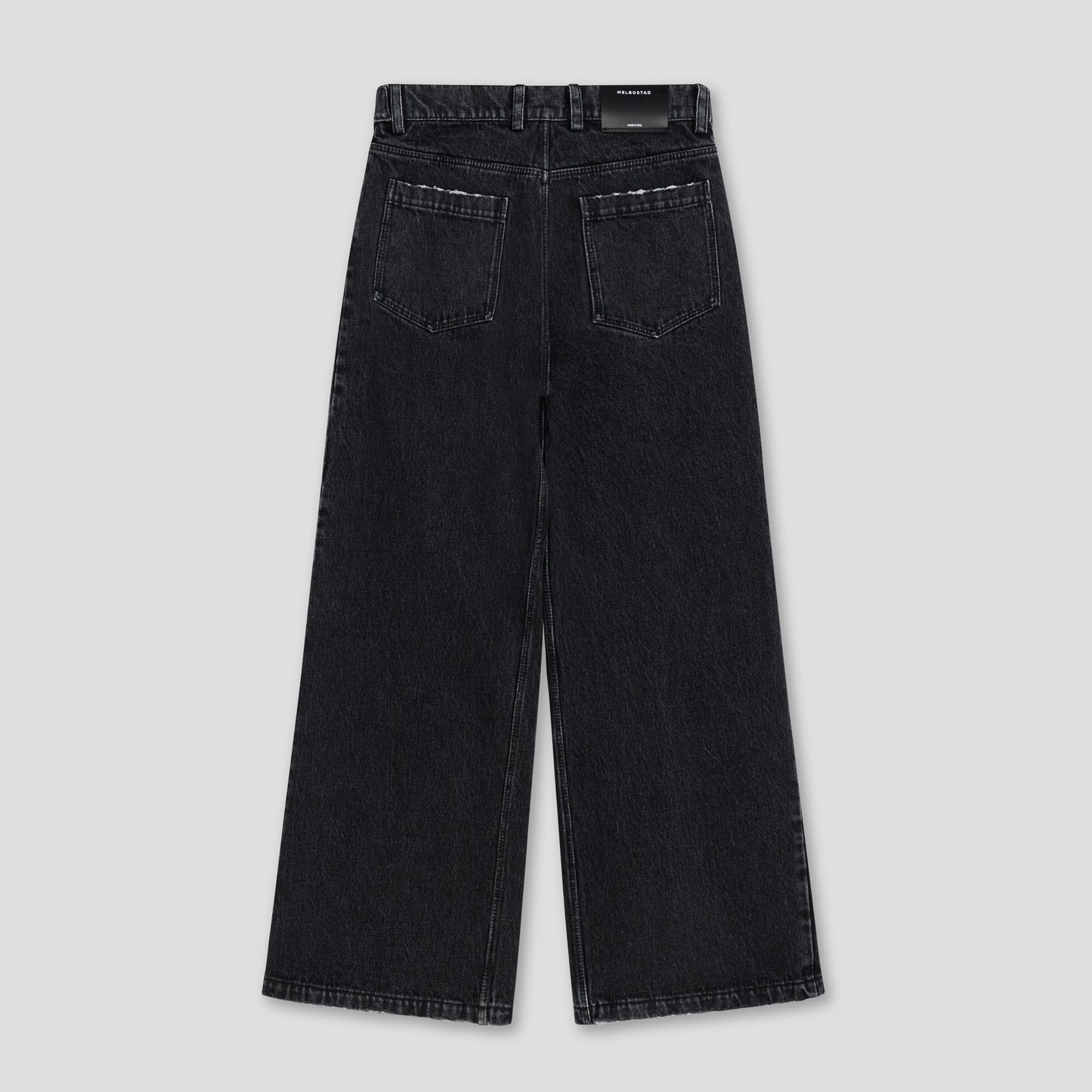 BLACK VINTAGE WASHED PLEATED SLOUCHY JEANS IN ORGANIC COTTON DENIM