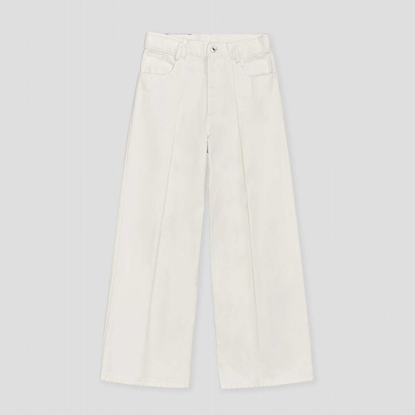 WHITE VINTAGE WASHED PLEATED SLOUCHY JEANS IN ORGANIC COTTON DENIM
