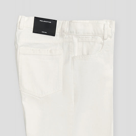 WHITE VINTAGE WASHED PLEATED SLOUCHY JEANS IN ORGANIC COTTON DENIM