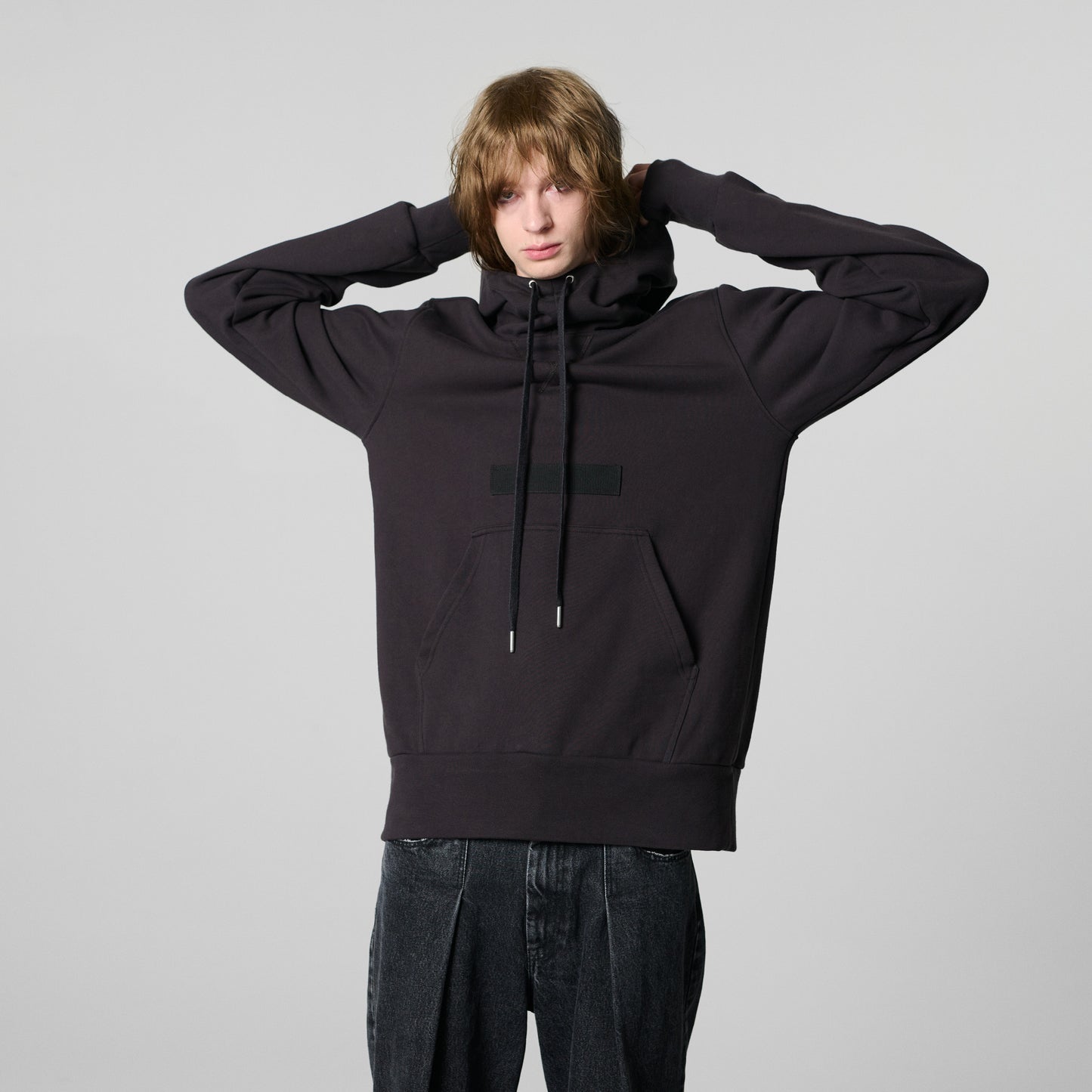 DARK GREY HOODIE IN COTTON FLEECE