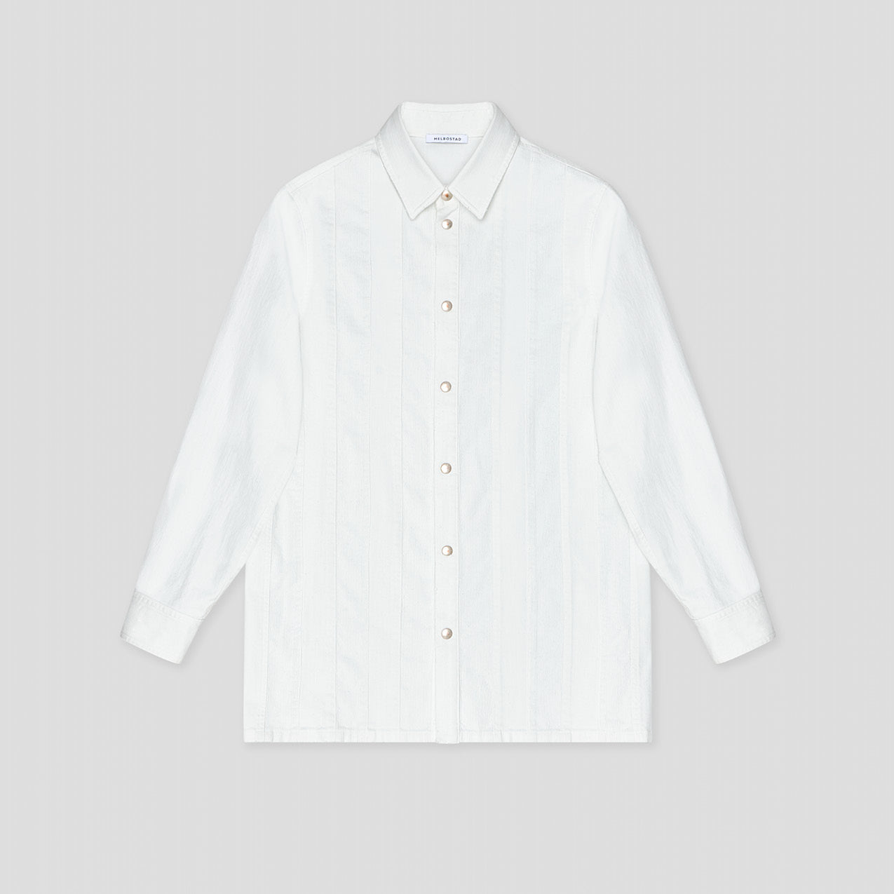WHITE COMBO JEANS SHIRT-JACKET IN ORGANIC COTTON DENIM AND ORGANIC COTTON CORDUROY