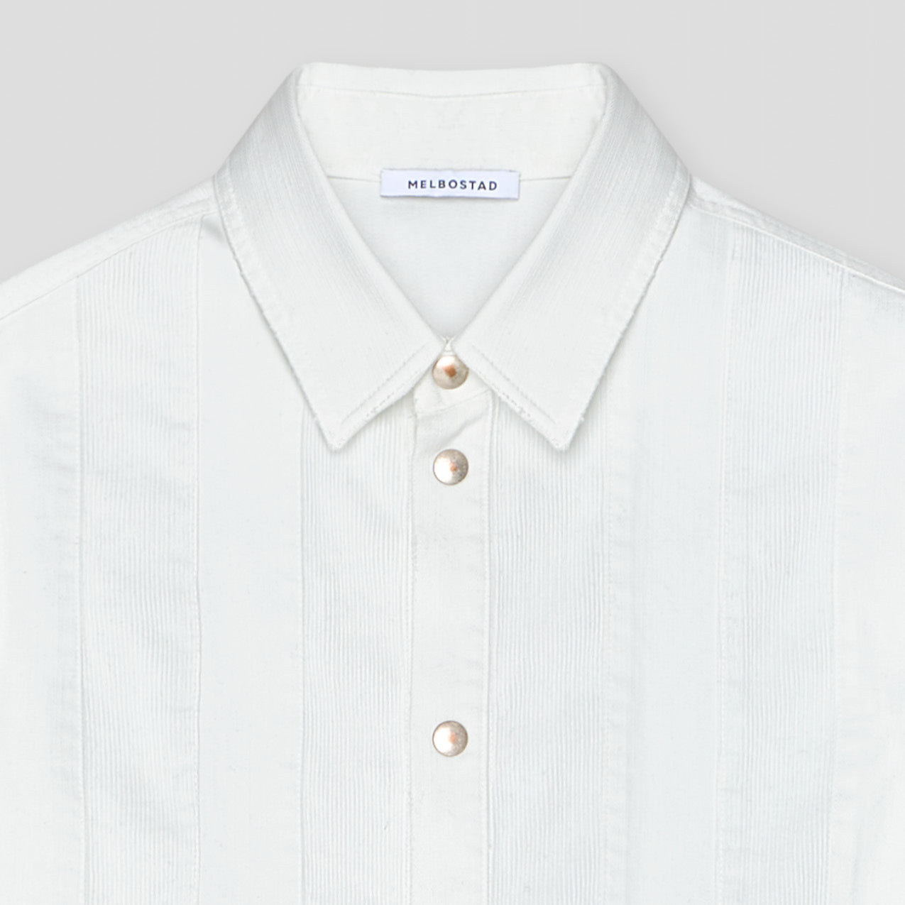 WHITE COMBO JEANS SHIRT-JACKET IN ORGANIC COTTON DENIM AND ORGANIC COTTON CORDUROY