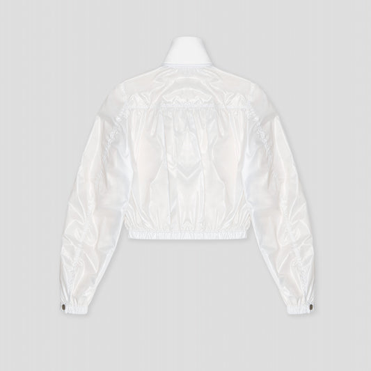 IVORY PARACHUTE JACKET IN LACQUERED RECYCLED NYLON