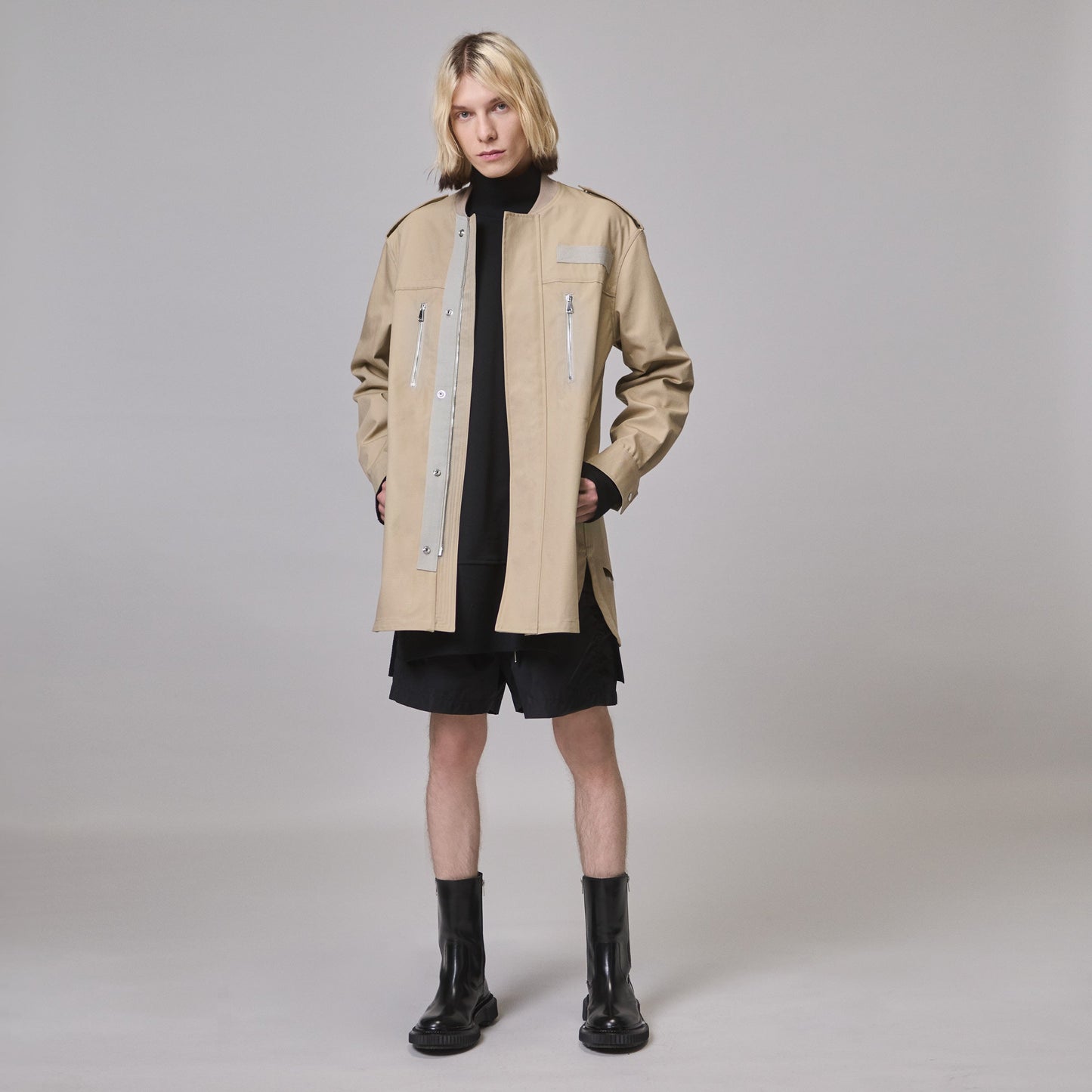 TAUPE OVERSHIRT JACKET IN ORGANIC COTTON