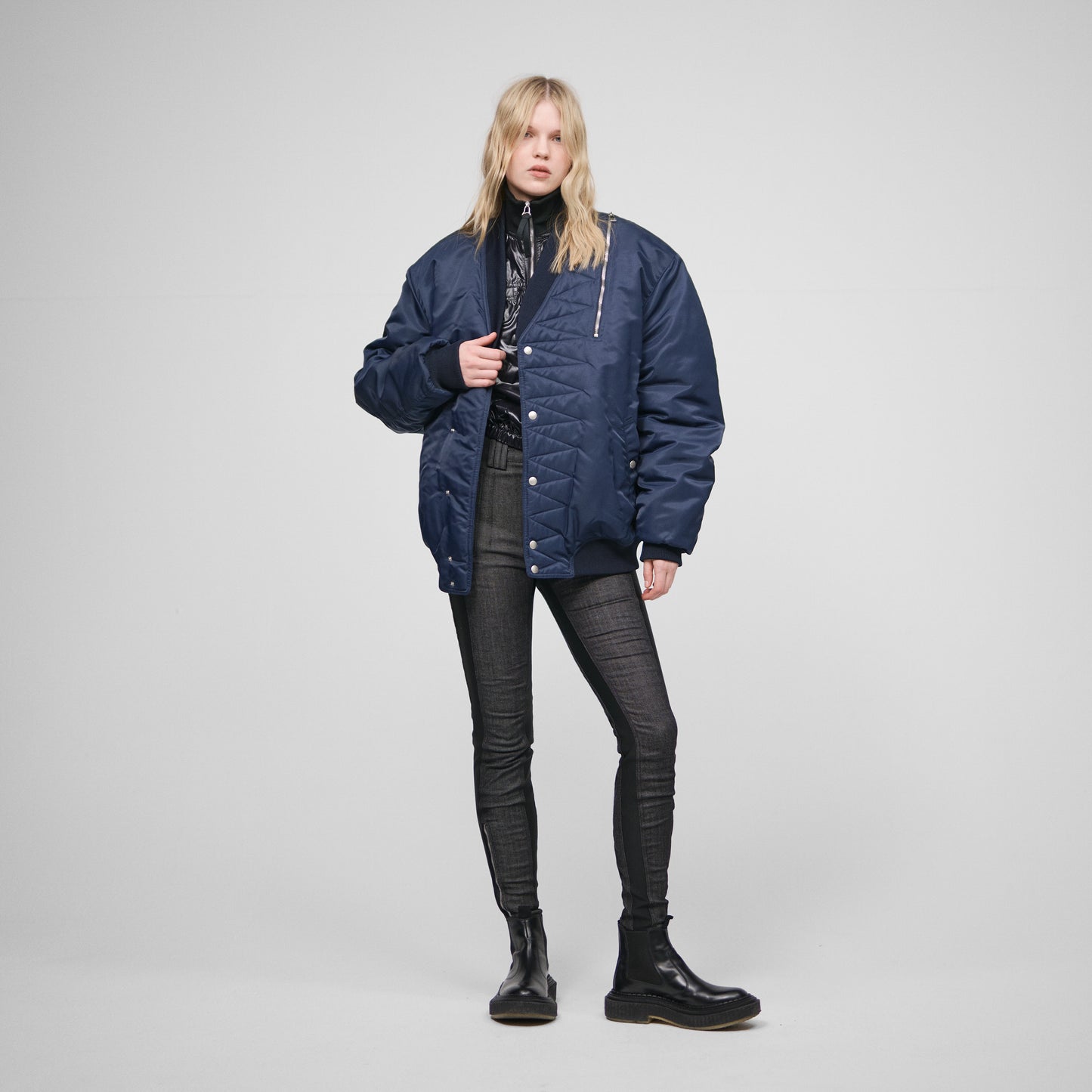 NAVY BOMBER TACTICAL JACKET IN RECYCLED NYLON TWILL