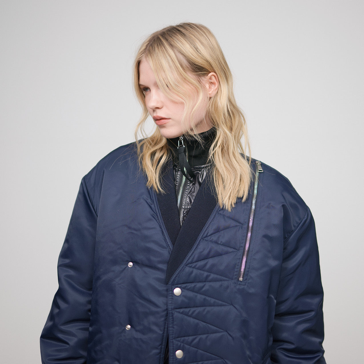 NAVY BOMBER TACTICAL JACKET IN RECYCLED NYLON TWILL