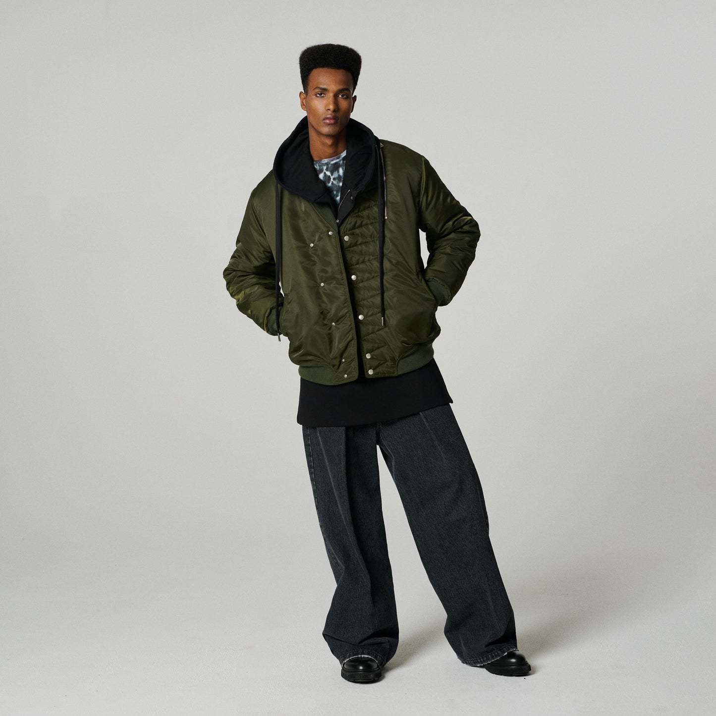 MILITARY BOMBER TACTICAL JACKET IN RECYCLED NYLON TWILL