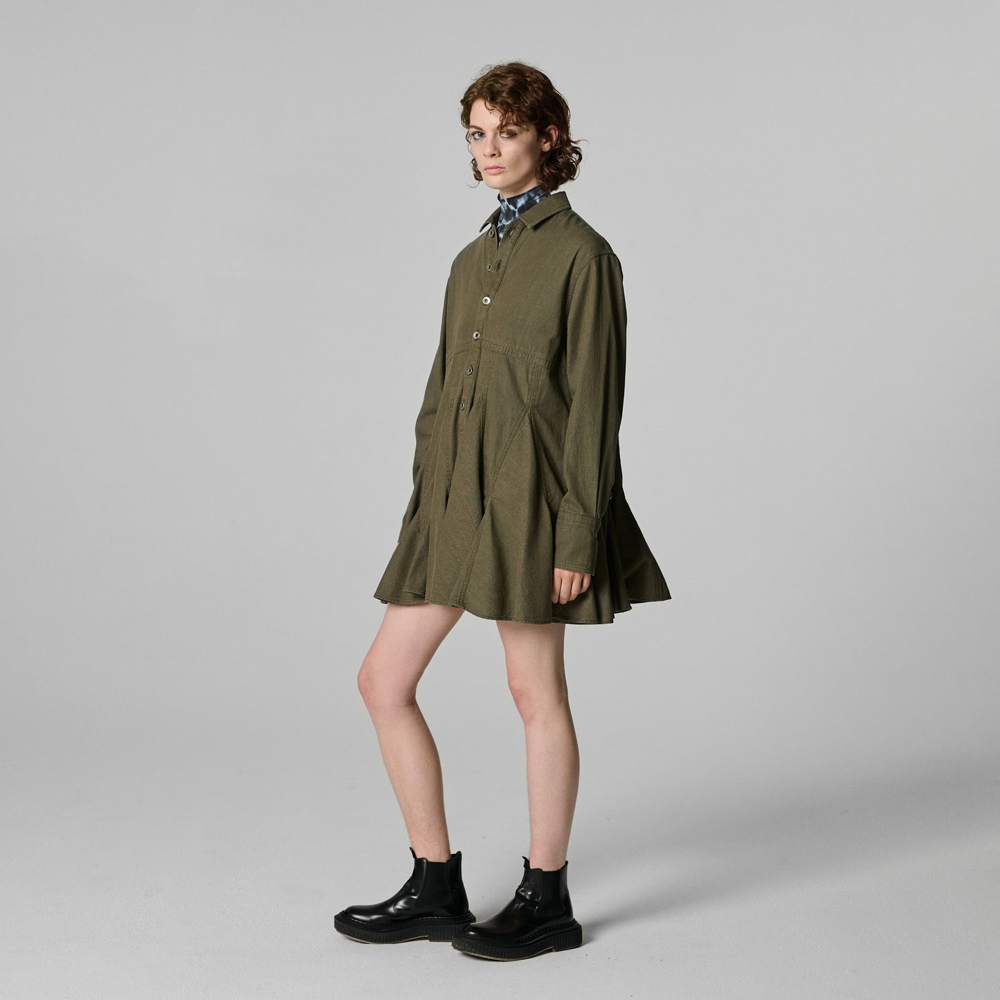 MILITARY JEANS MINI DRESS IN ORGANIC COTTON DENIM