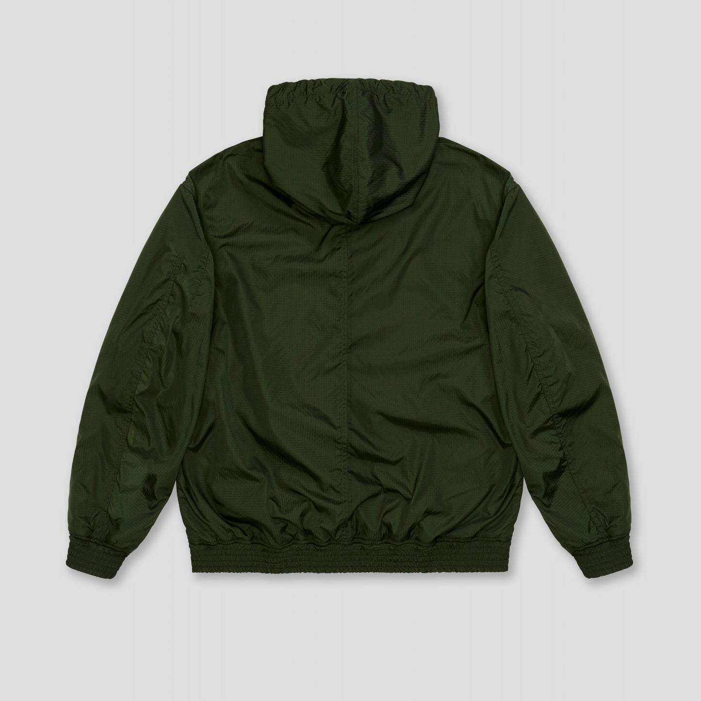 GREEN HYBRID HOODIE IN RECYCLED RIPSTOP NYLON WITH BLACK ORGANIC COTTON FLEECE LINING