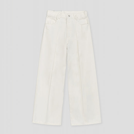 WHITE VINTAGE WASHED PLEATED SLOUCHY JEANS IN ORGANIC COTTON DENIM