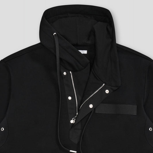 BLACK TUNIC HOODIE IN ORGANIC COTTON FLEECE