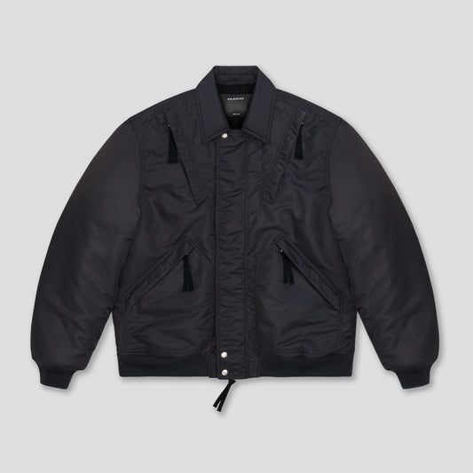 DARK GREY BOMBER EXPEDITION JACKET IN RECYCLED NYLON TWILL