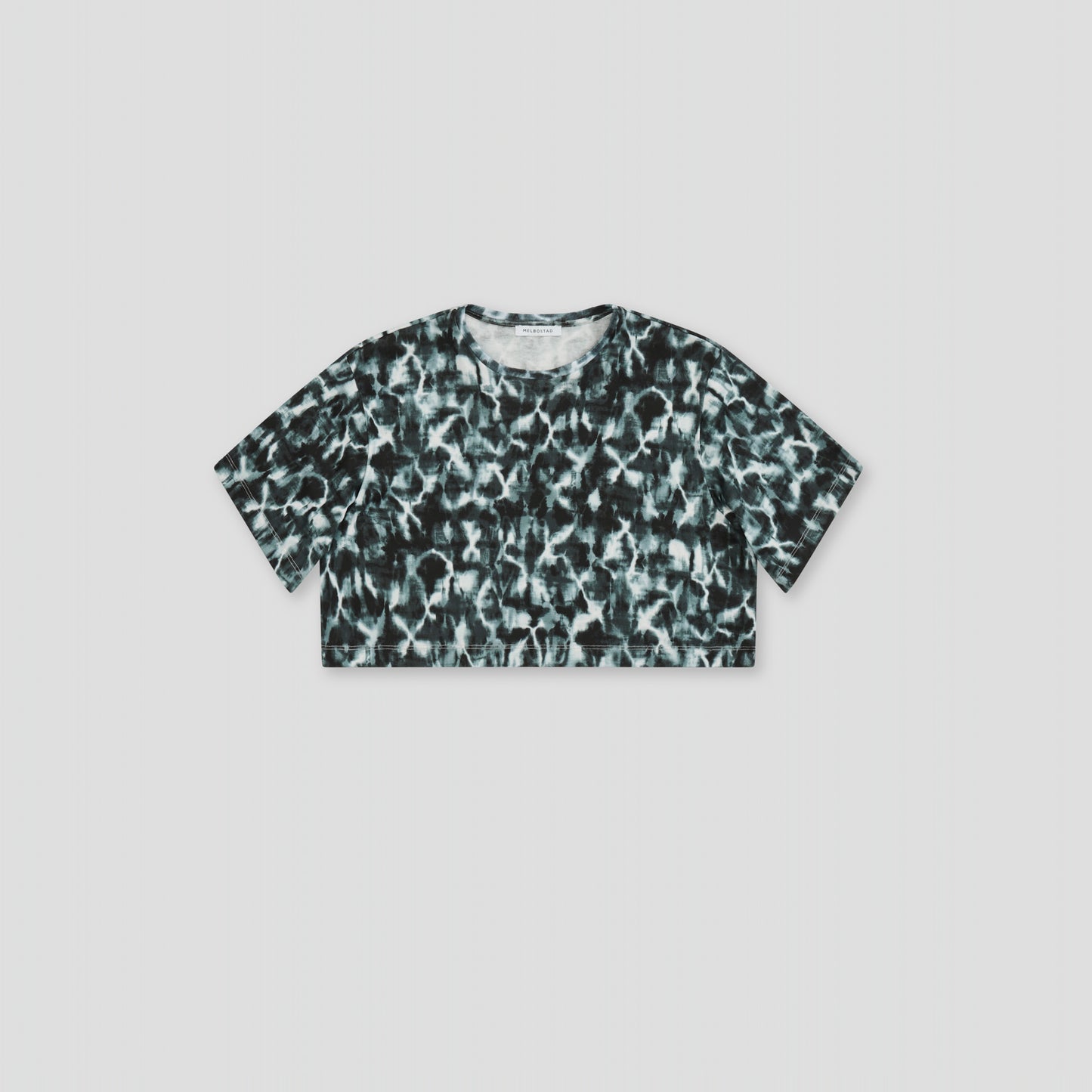 MULTI BLACK/WHITE PRINTED CROPPED T-SHIRT IN ORGANIC COTTON INTERLOCK JERSEY