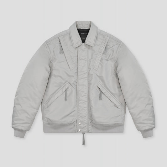 LIGHT GREY BOMBER EXPEDITION JACKET IN RECYCLED NYLON TWILL