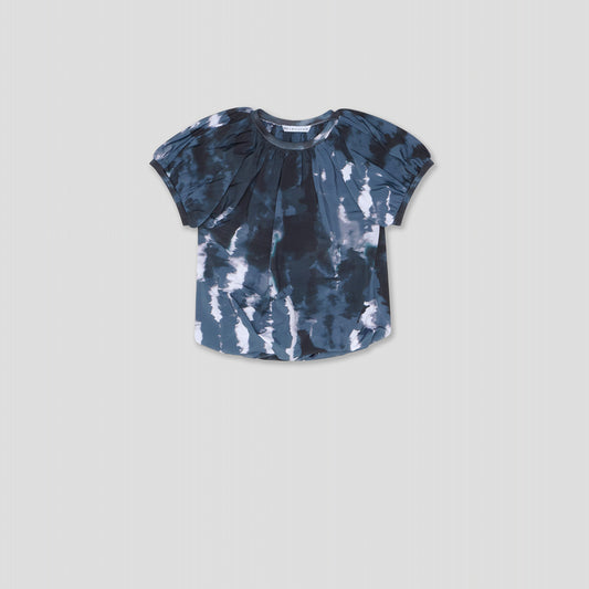 PRINTED TWISTED AND LOOPED CREW NECK T-SHIRT IN ORGANIC CUPRON JERSEY