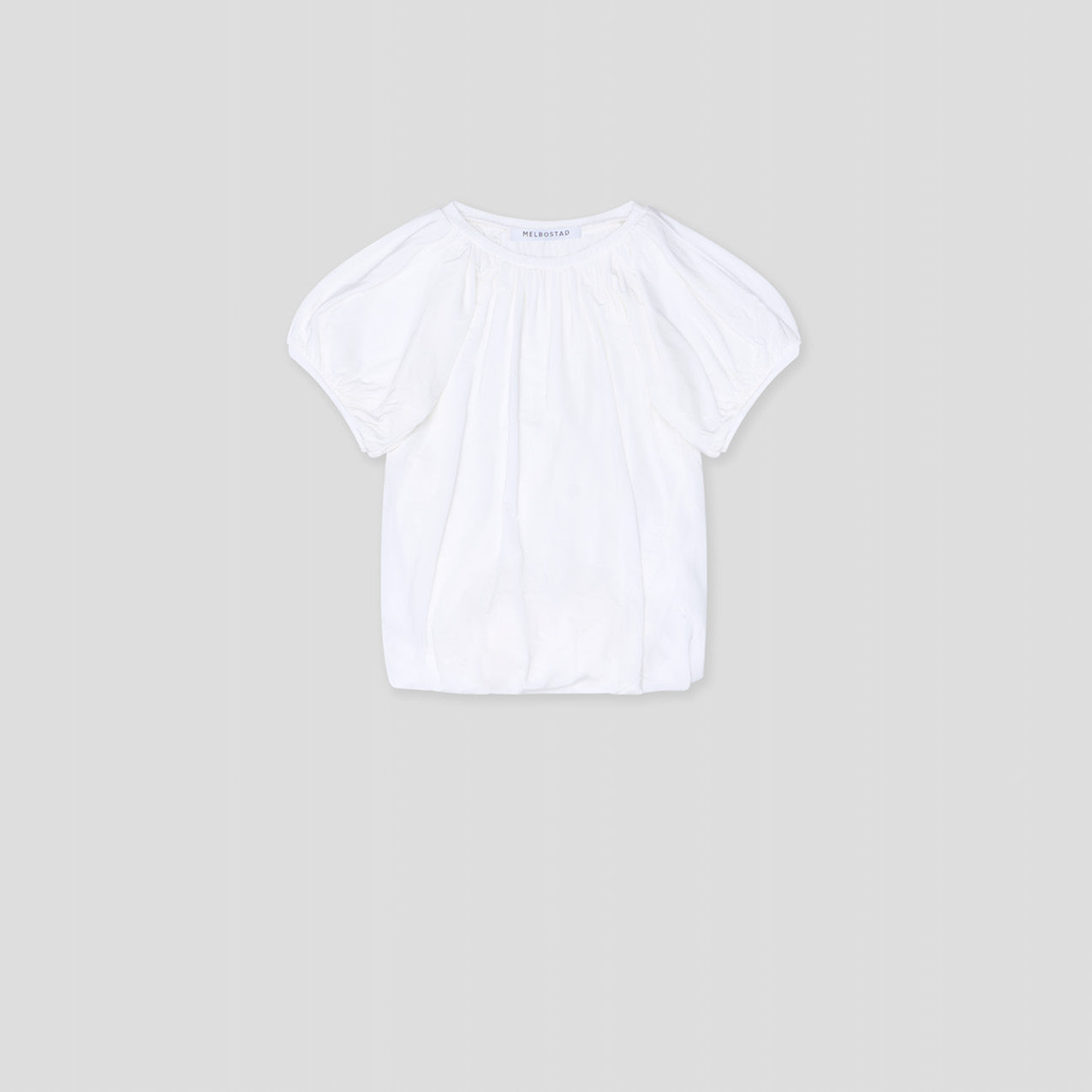 WHITE TWISTED AND LOOPED CREW NECK T-SHIRT IN ORGANIC CUPRON JERSEY