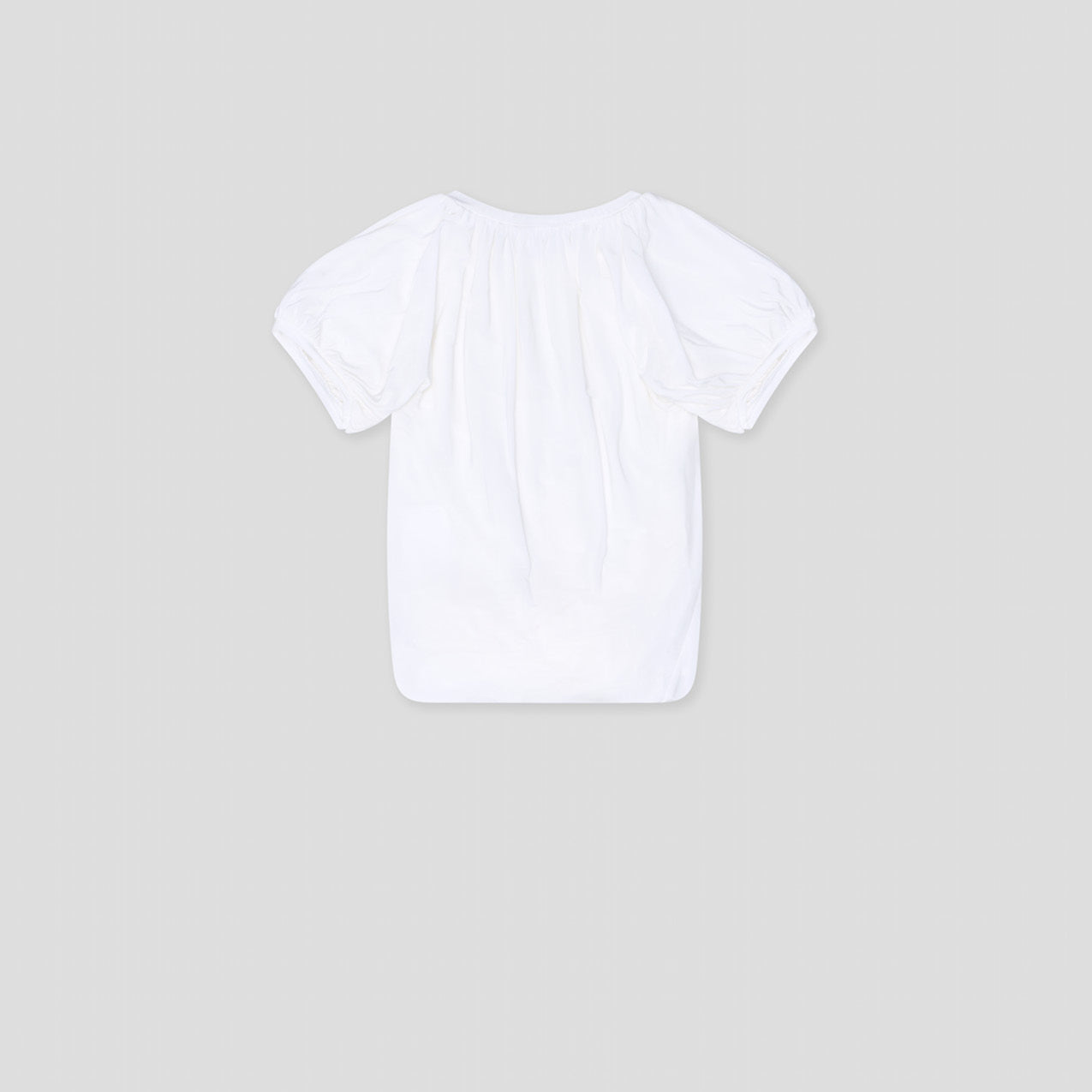 WHITE TWISTED AND LOOPED CREW NECK T-SHIRT IN ORGANIC CUPRON JERSEY