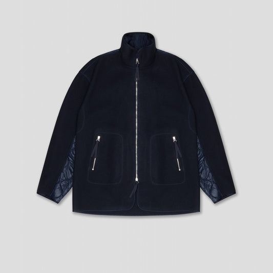 NAVY LINER JACKET IN WOOL/NYLON FLEECE JERSEY