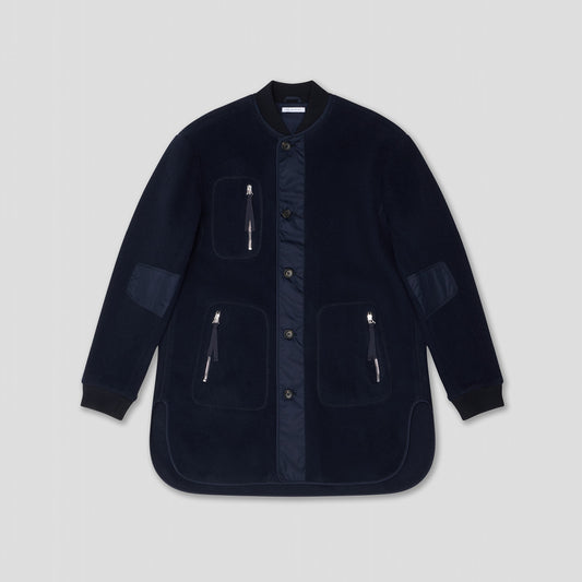 NAVY LINER JACKET IN RECYCLED WOOL/POLYESTER FLEECE