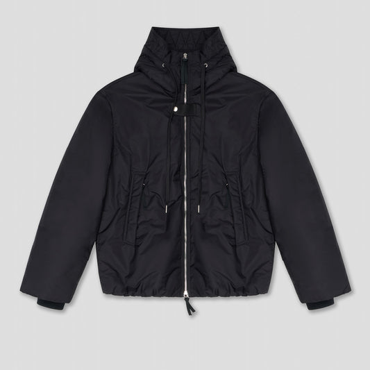 BLACK PADDED PARATROOPER JACKET IN RECYCLED NYLON POPLIN WITH WOOL FILLING