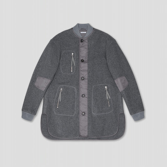 GREY MELANGE LINER JACKET IN RECYCLED WOOL/POLYESTER FLEECE