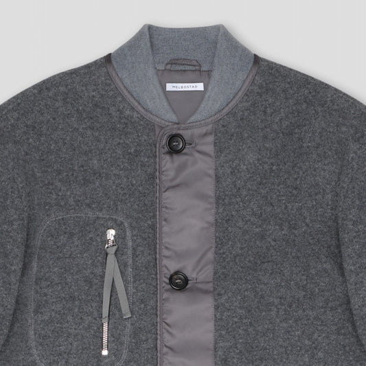 GREY MELANGE LINER JACKET IN RECYCLED WOOL/POLYESTER FLEECE