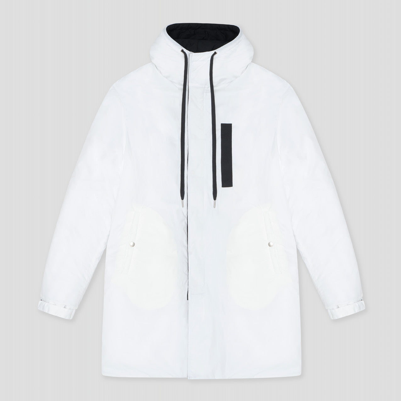 WHITE PADDED PARKA COAT IN RECYCLED PARACHUTE NYLON POPLIN