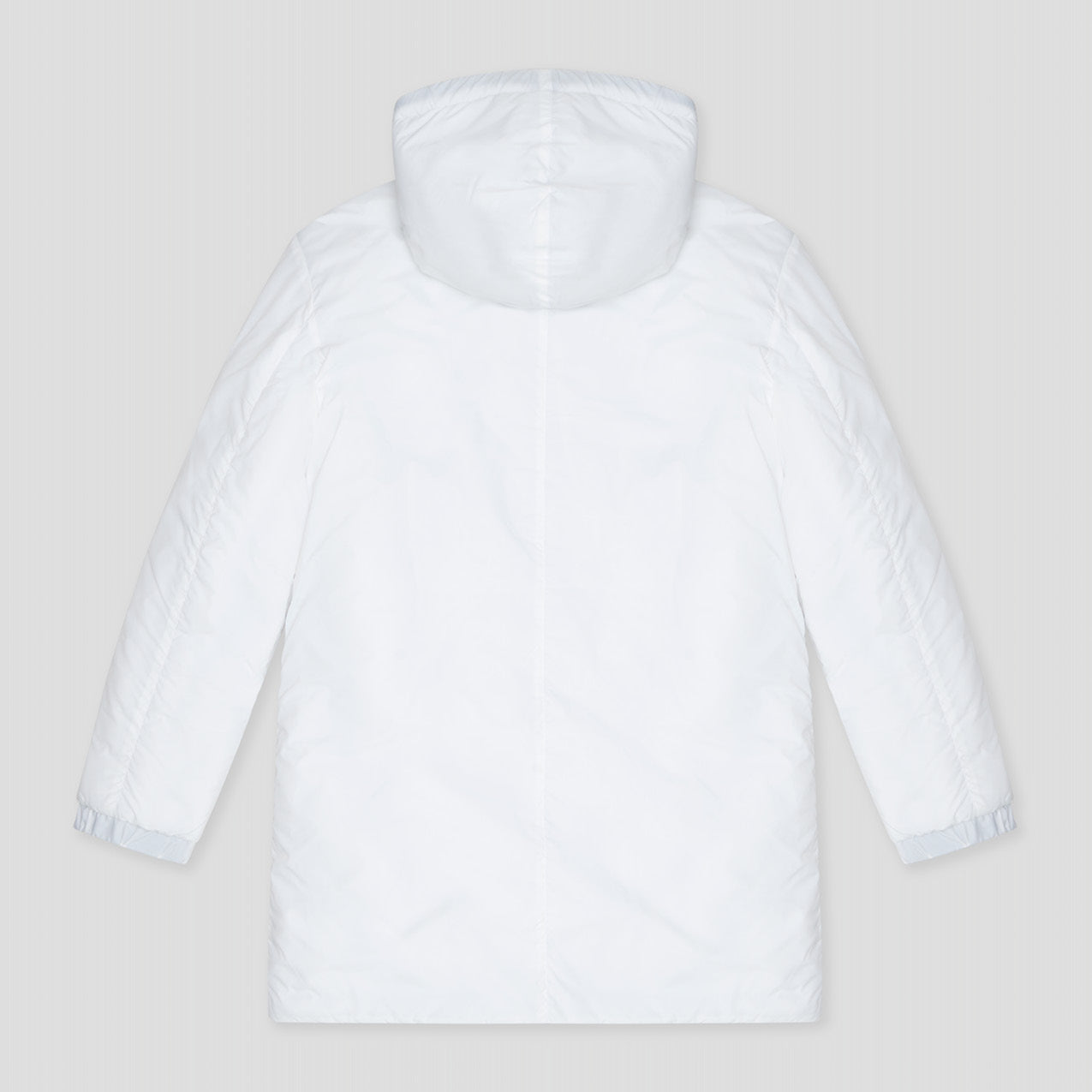 WHITE PADDED PARKA COAT IN RECYCLED PARACHUTE NYLON POPLIN