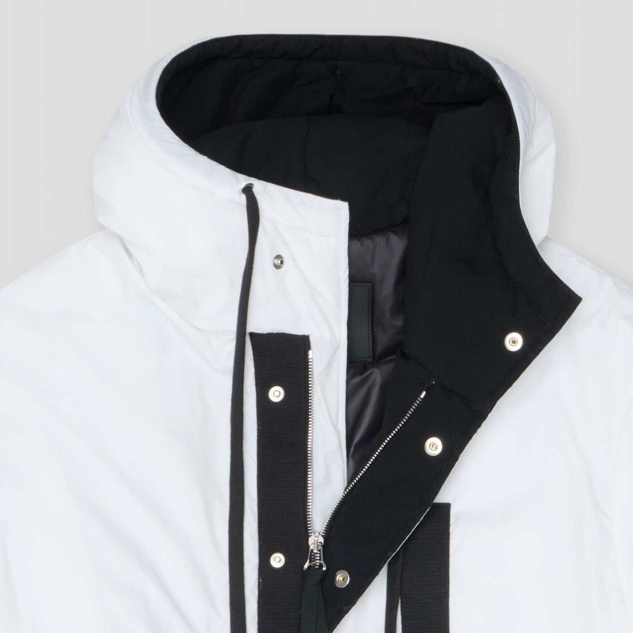 WHITE PADDED PARKA COAT IN RECYCLED PARACHUTE NYLON POPLIN