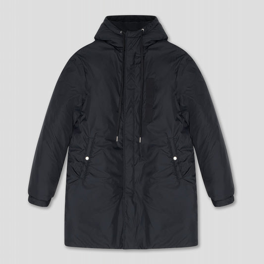 BLACK PADDED PARKA COAT IN RECYCLED PARACHUTE NYLON