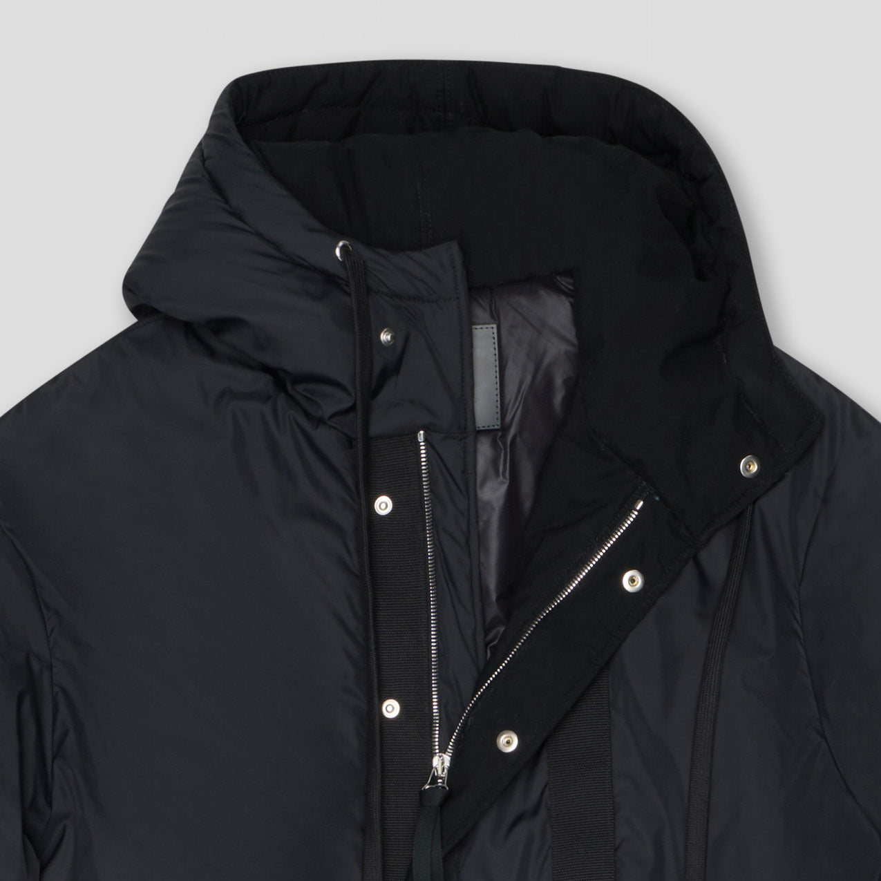 BLACK PADDED PARKA COAT IN RECYCLED PARACHUTE NYLON