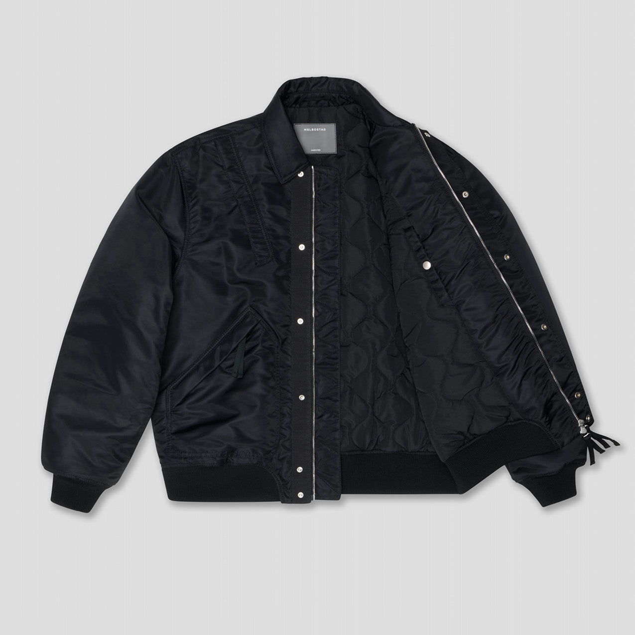 BLACK BOMBER EXPEDITION JACKET IN RECYCLED NYLON TWILL