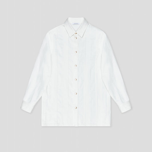 WHITE COMBO JEANS SHIRT-JACKET IN ORGANIC COTTON DENIM AND ORGANIC COTTON CORDUROY