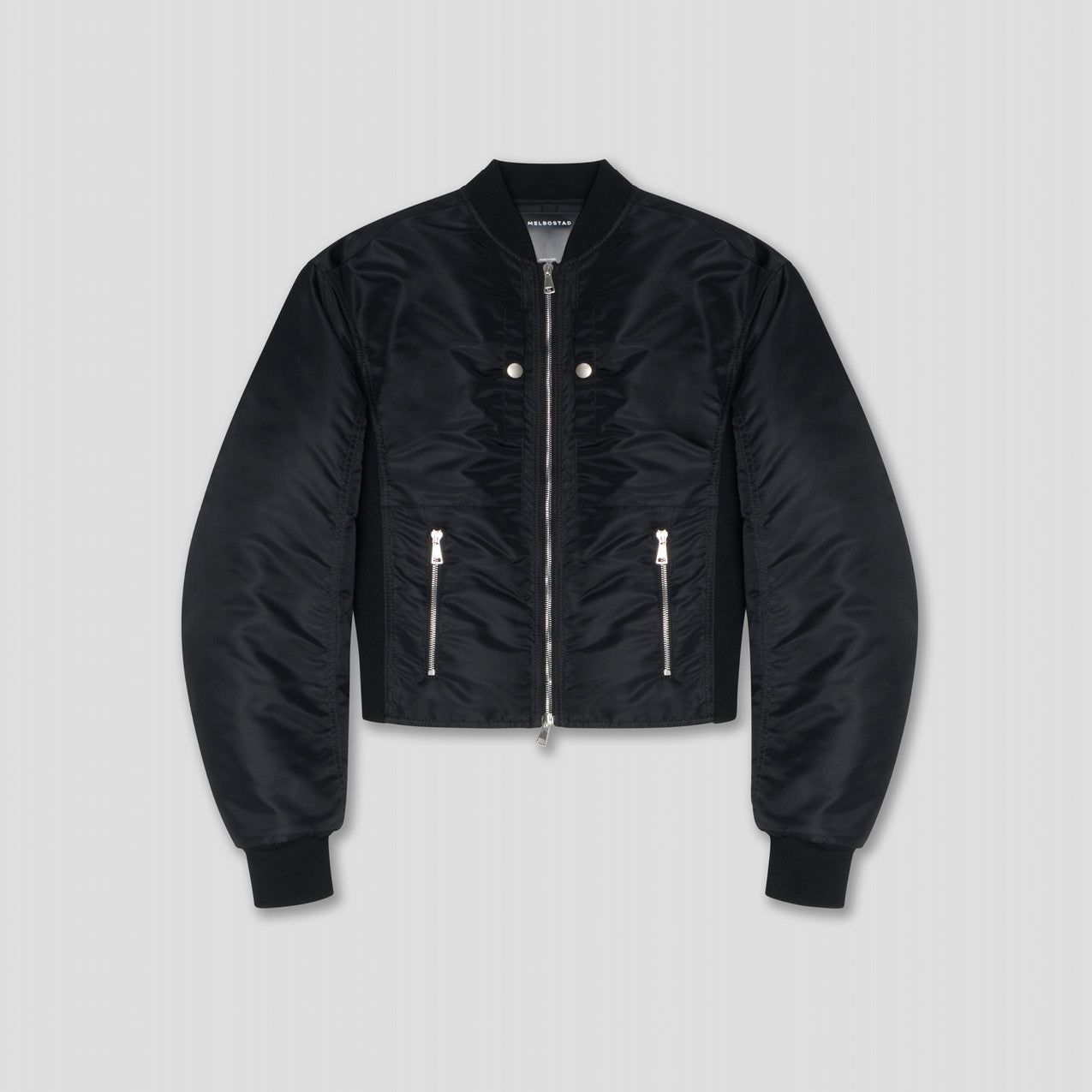 BLACK  BOMBER JACKET IN RECYCLED NYLON TWILL