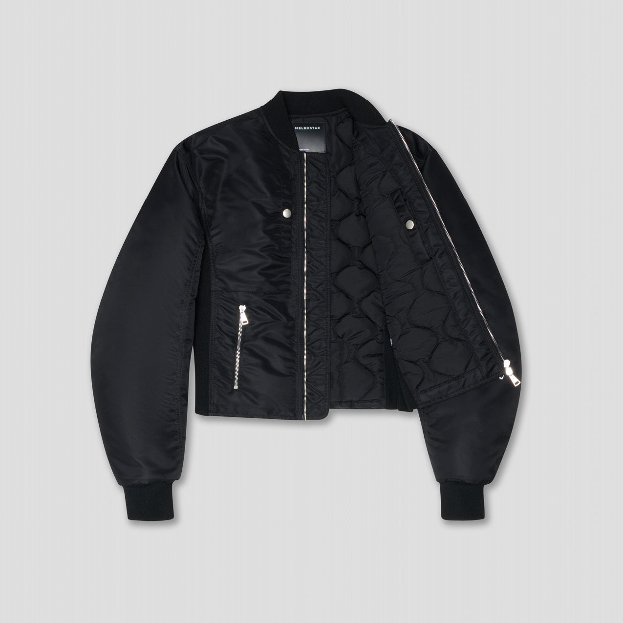 BLACK  BOMBER JACKET IN RECYCLED NYLON TWILL