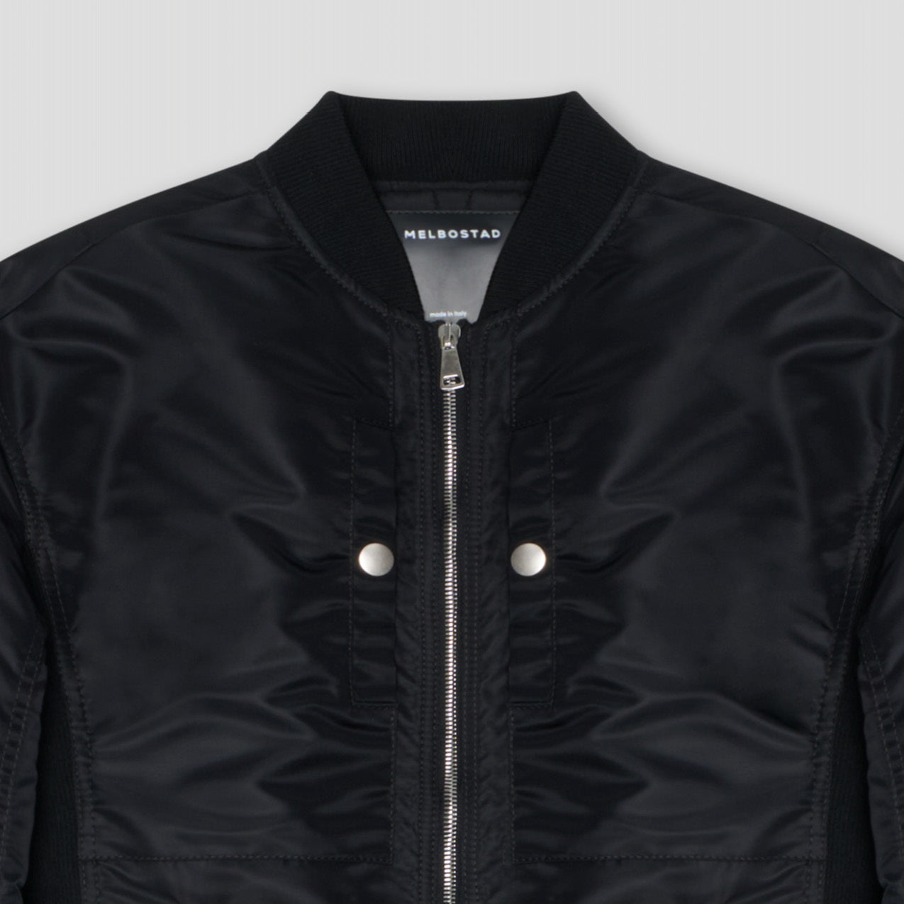 BLACK  BOMBER JACKET IN RECYCLED NYLON TWILL