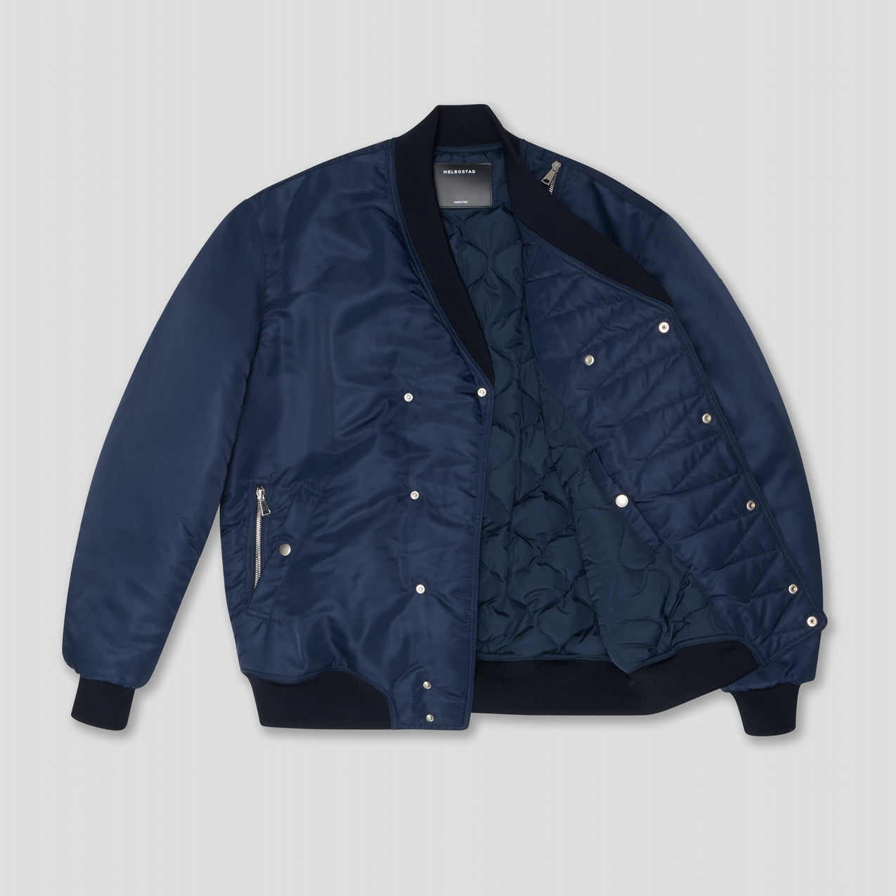 NAVY BOMBER TACTICAL JACKET IN RECYCLED NYLON TWILL