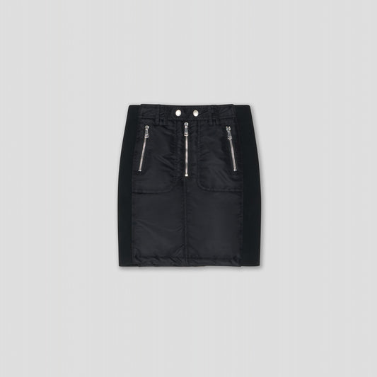 BLACK  BOMBER SKIRT IN RECYCLED NYLON TWILL