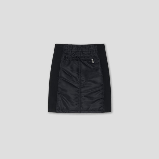 BLACK  BOMBER SKIRT IN RECYCLED NYLON TWILL