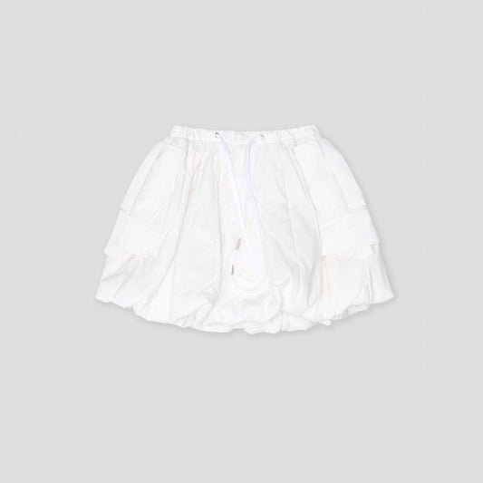 WHITE PARATROOPER SKIRT IN RECYCLED PARACHUTE NYLON POPLIN