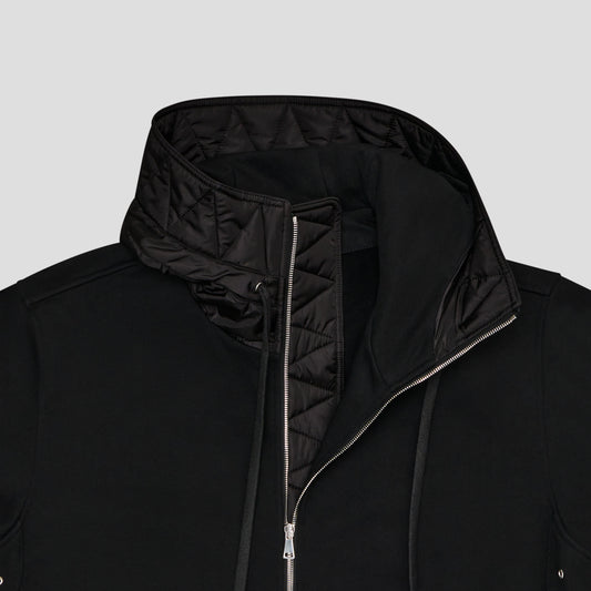 BLACK HYBRID AVIATOR SWEATSHIRT IN ORGANIC COTTON FLEECE