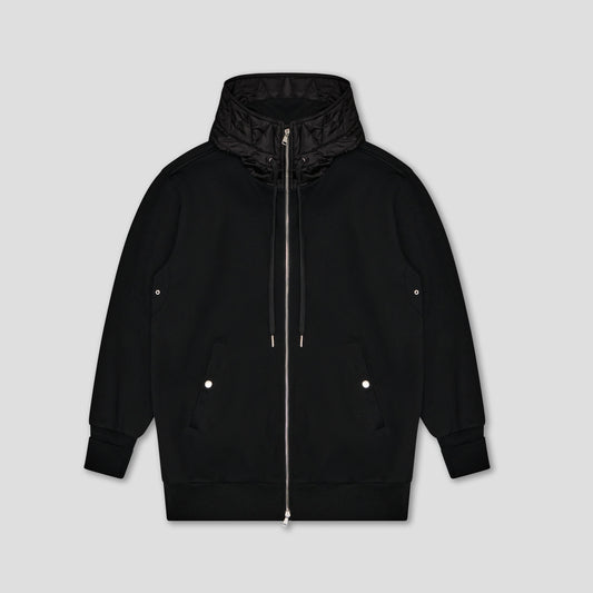 BLACK HYBRID AVIATOR SWEATSHIRT IN ORGANIC COTTON FLEECE