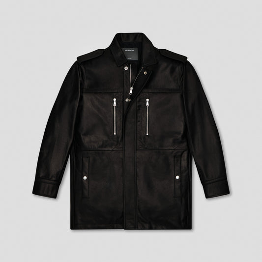 BLACK FIELD JACKET IN CALF LEATHER