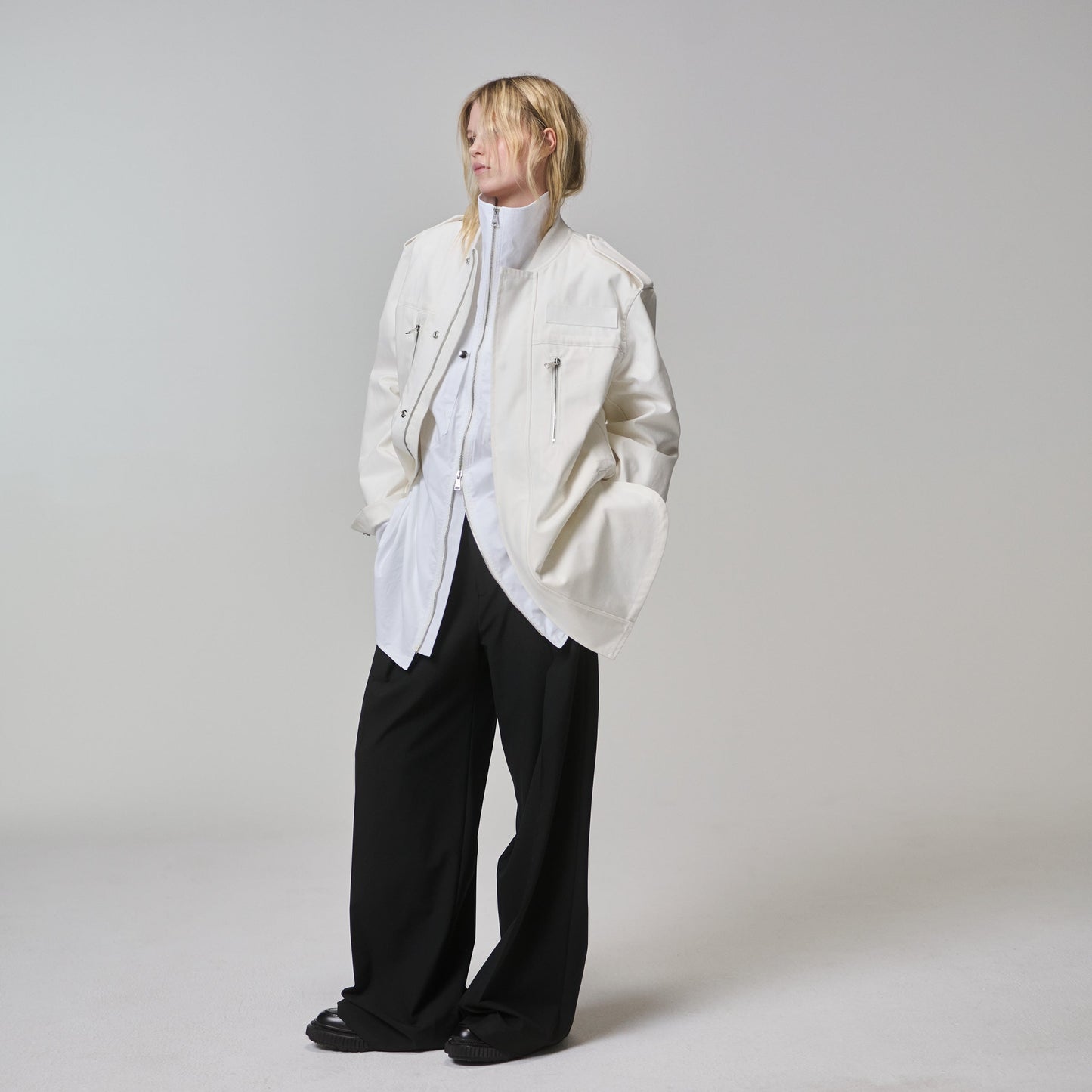 WHITE OVERSHIRT JACKET IN ORGANIC COTTON