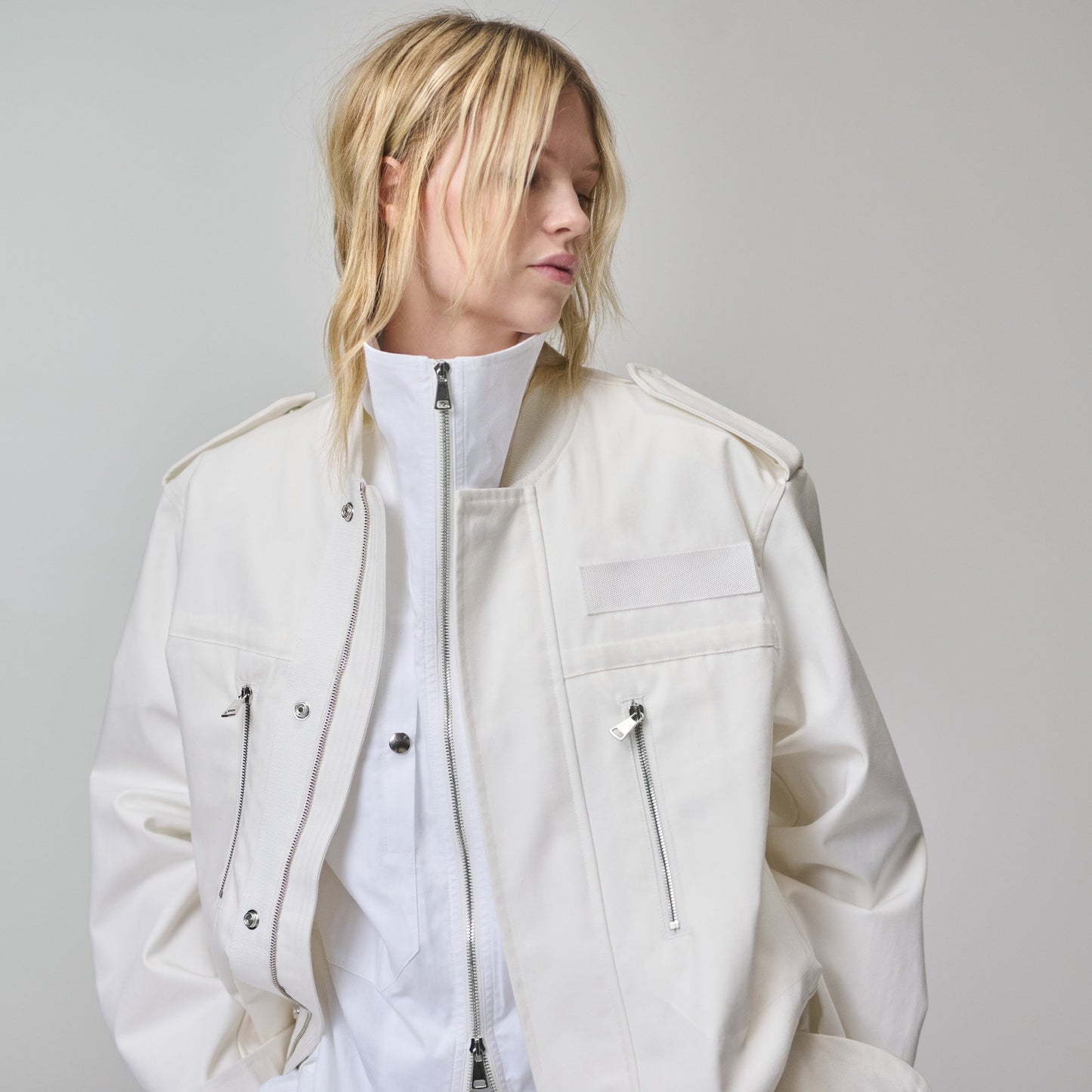 WHITE OVERSHIRT JACKET IN ORGANIC COTTON