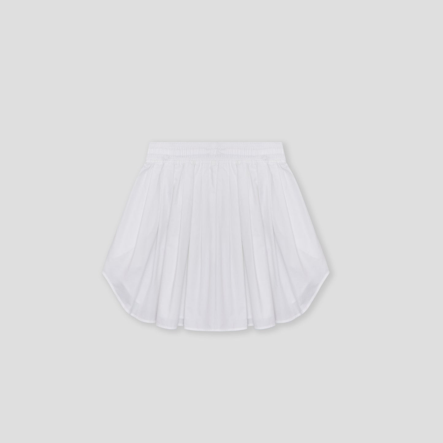 WHITE SNAP FRONT DRAWSTRING MINI SKIRT IN ORGANIC COTTON