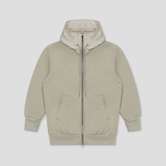 PEWTER HYBRID AVIATOR SWEATSHIRT IN ORGANIC COTTON FLEECE